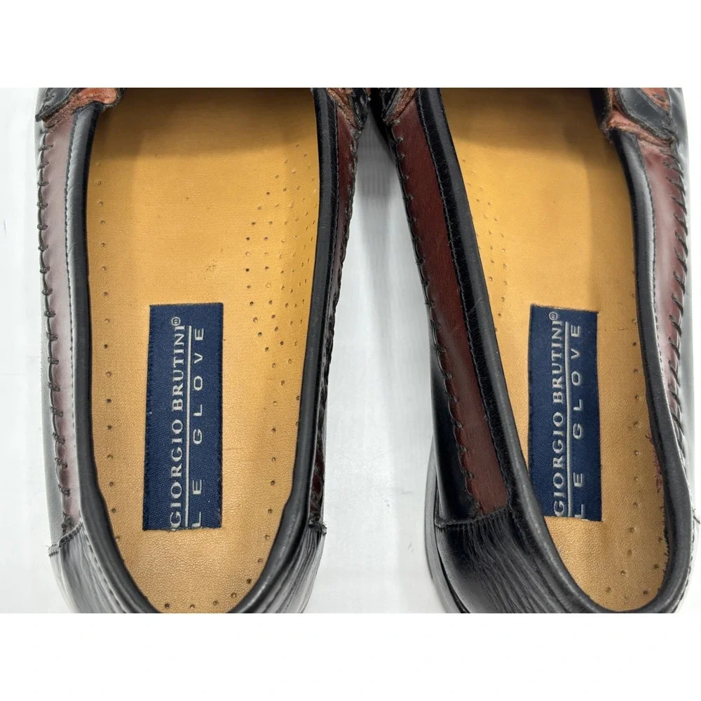 Giorgio Brutini Le Glove Geneva Men's 9D Brown Leather Woven Kiltie Loafers